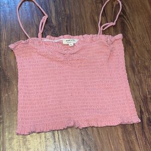 Pink ruched crop top